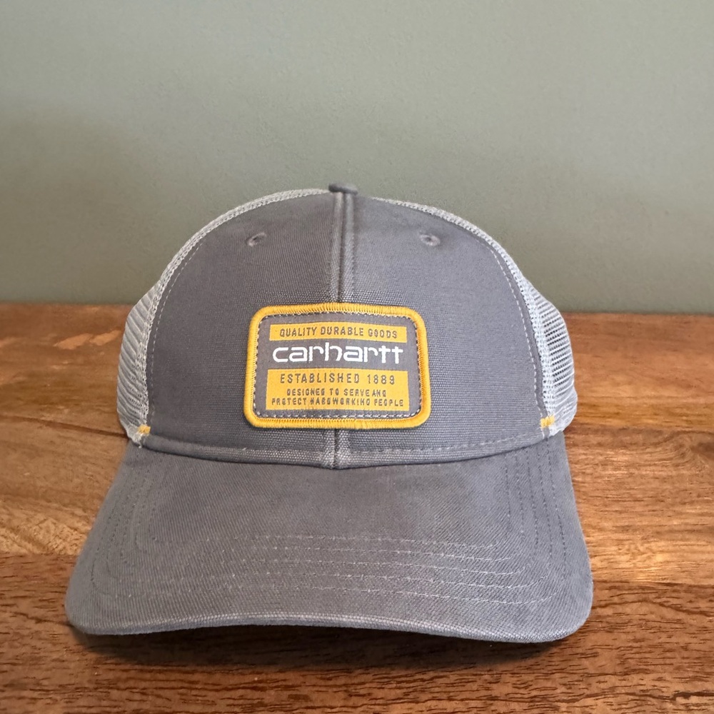 Carhartt Force Quick Dry Canvas Workwear Patch Trucker Hat Cap Gray